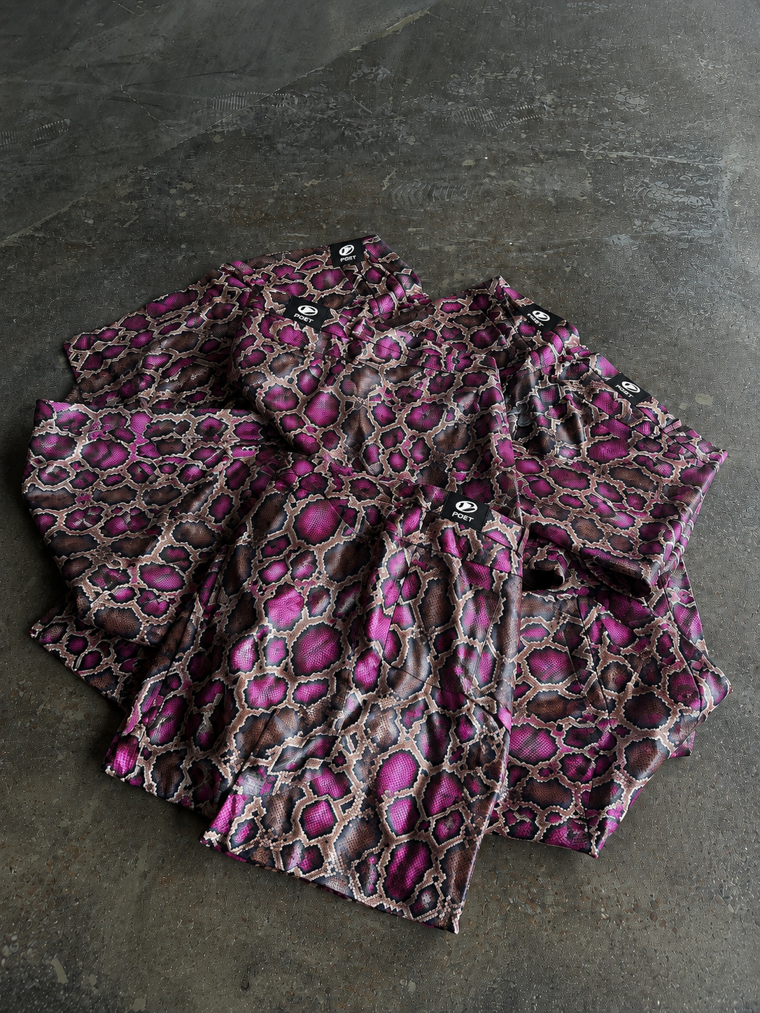 Poet' Wildberry Python Leather Shorts