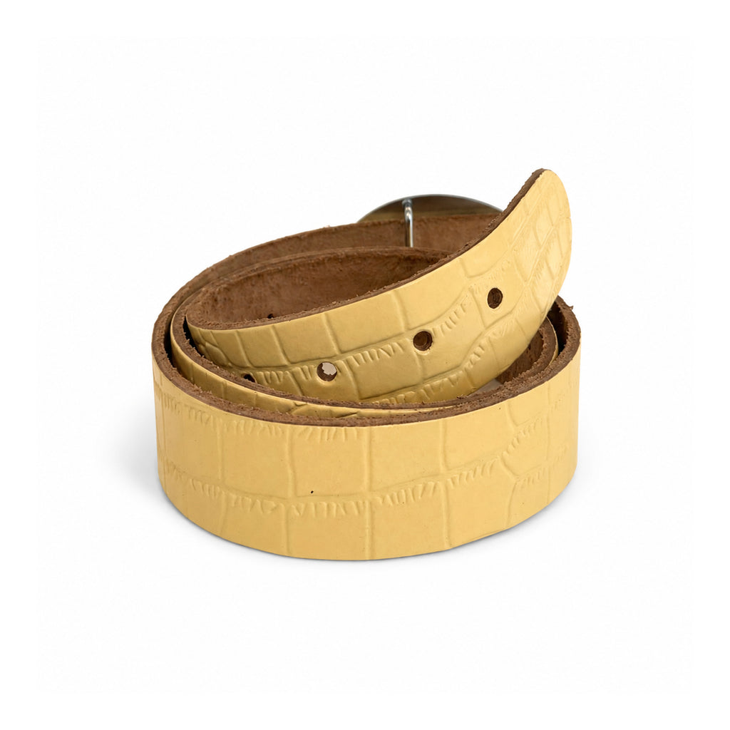 Poet' Logo Buckle Cream Belt