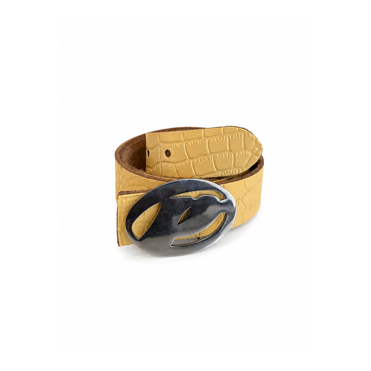 Poet' Logo Buckle Cream Belt