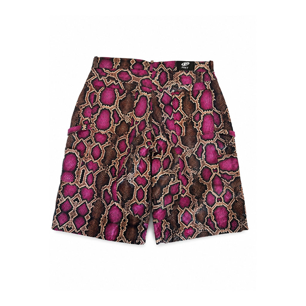 Poet' Wildberry Python Leather Shorts