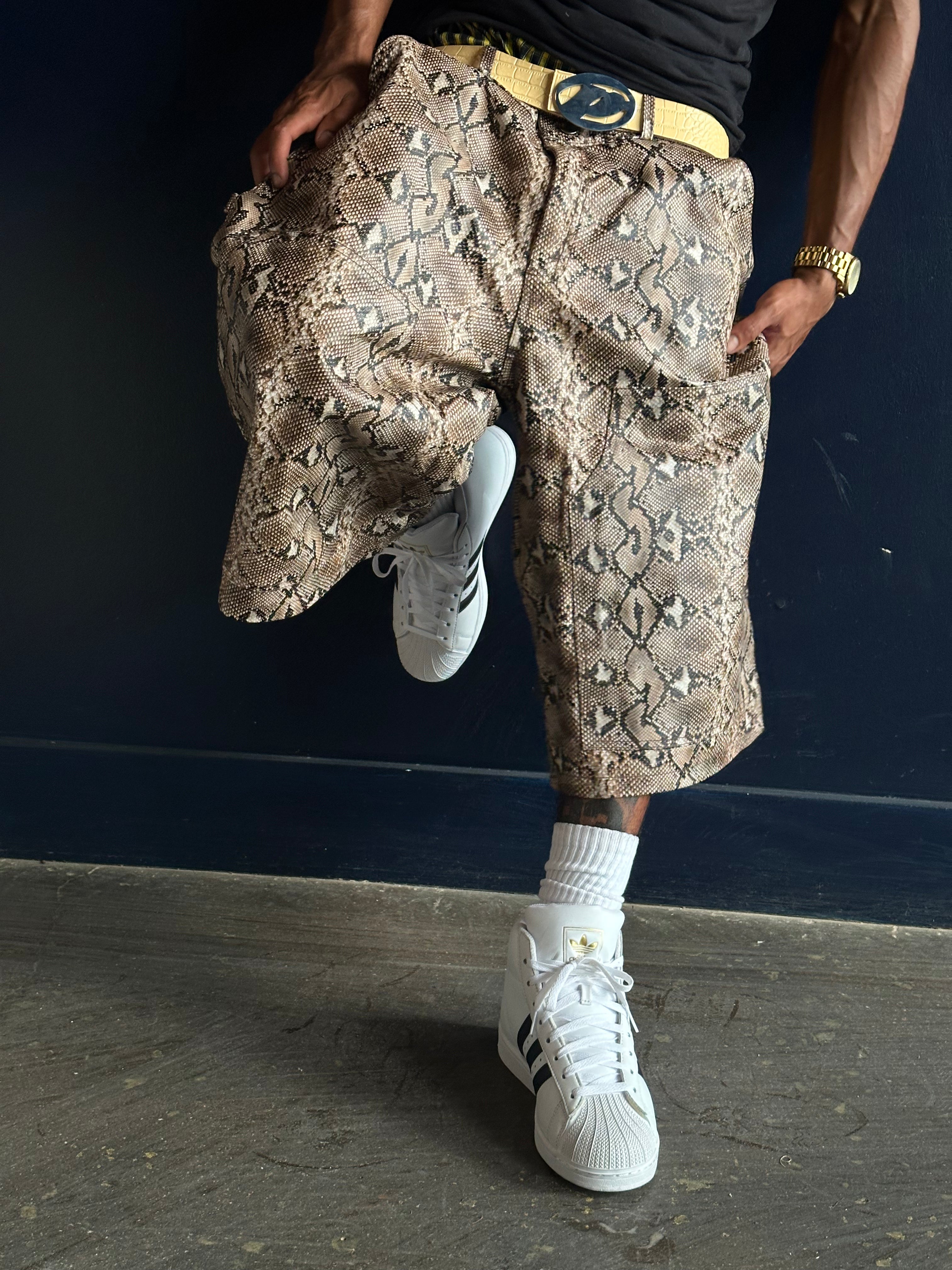 Poet' Brown Python Shorts